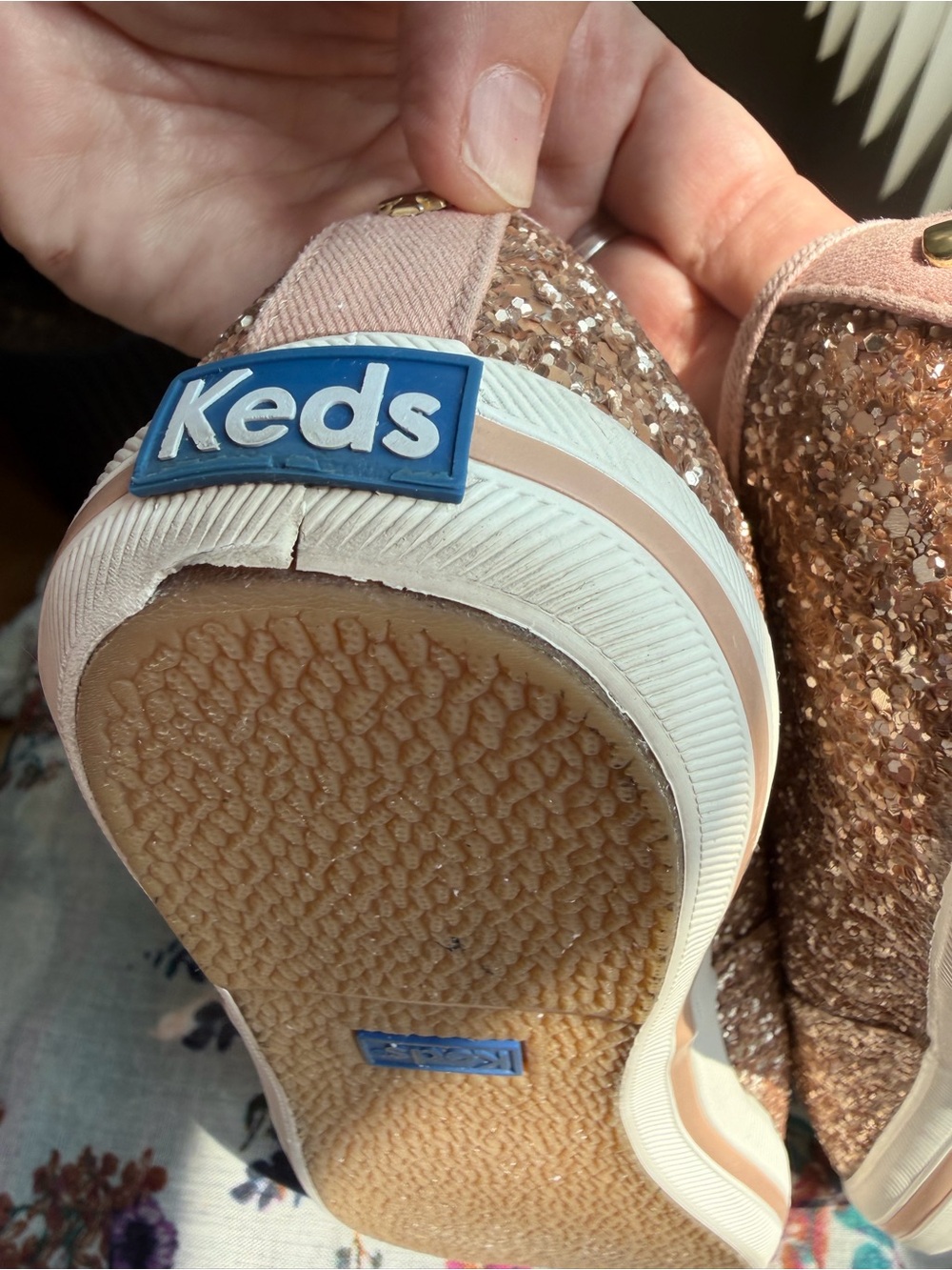 Kate Spade Keds Rose Gold Glitter Sneakers - Picture 8 of 10